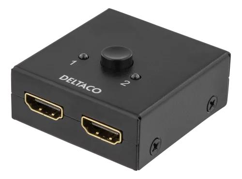 Manuell dubbelriktad HDMI-switch, 2 ingångar till 1 utgång eller tvärtom, svart