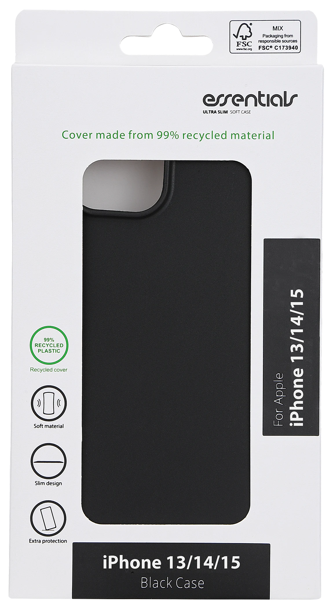 iPhone 13/14/15 Recycled TPU back cover, black