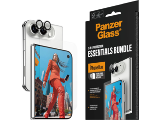 PanzerGlass iPhone Duo 2-in1 Essentials Bundle Skärmskydd för framsidan och kameralinsskydd för Hoops